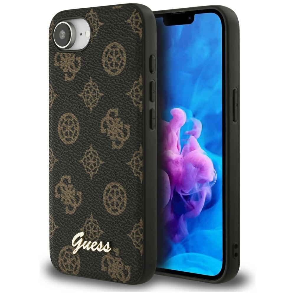 Калъф за iPhone 16e / iPhone 17e - Guess Peony Script MagSafe (GUHMPSE4PGPYPYSK) - Черен