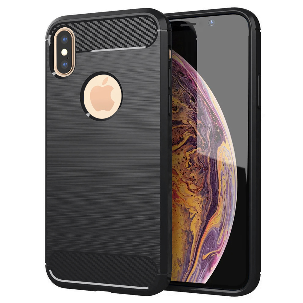 Калъф за iPhone XS Max - Techsuit Carbon Silicone - Черен