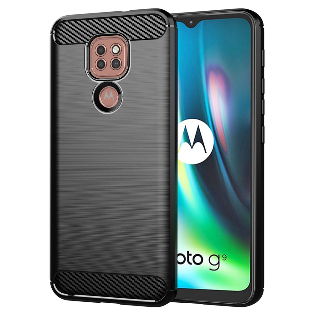 Калъф за Motorola Moto Moto E7 Plus / Moto G9 Play - Techsuit Carbon Silicone - Черен