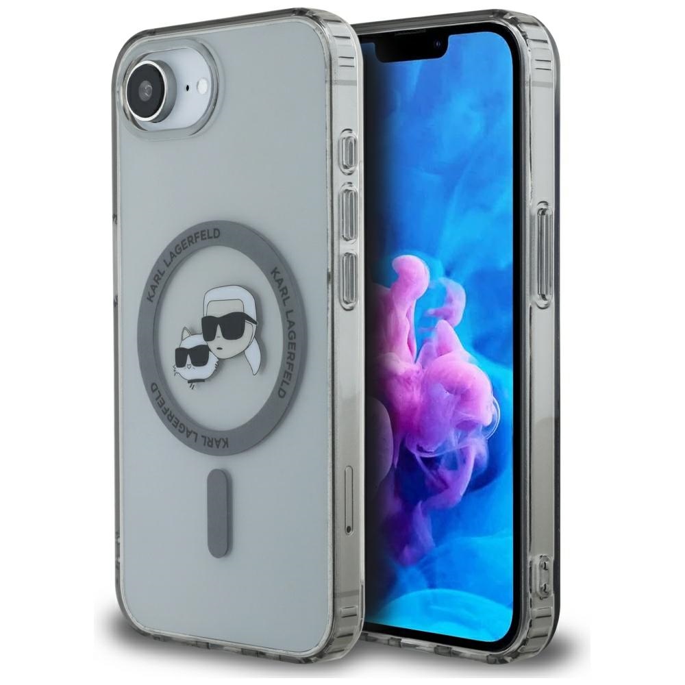 Калъф за iPhone 16e / iPhone 17e - Karl Lagerfeld IML MagSafe (KLHMPSE4HLSKCK) - Metal Karl&Choupette Head