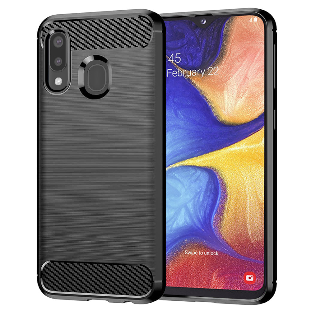 Калъф за Samsung Galaxy A20e - Techsuit Carbon Silicone - Черен