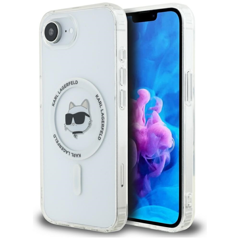 Калъф за iPhone 16e / iPhone 17e - Karl Lagerfeld IML MagSafe (KLHMPMPSE4HLSCHH) - Бял Choupette`s Head