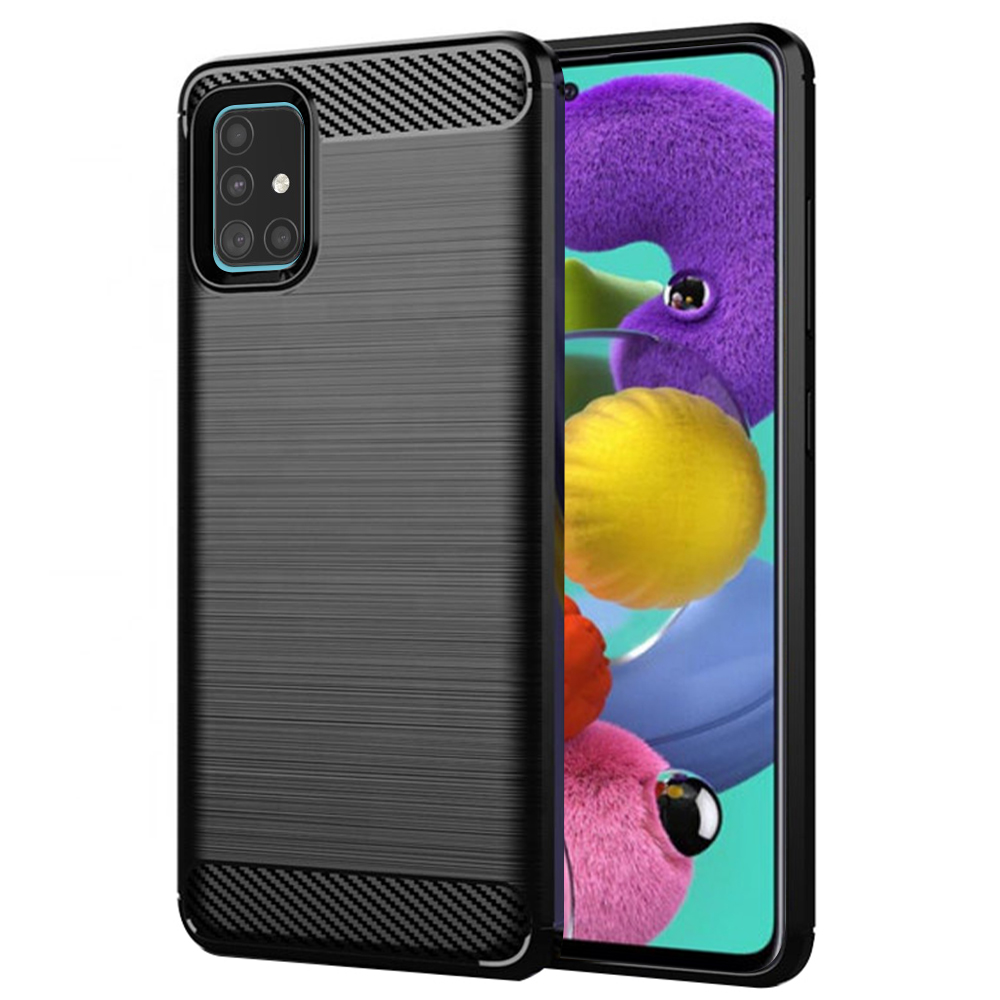 Калъф за Samsung Galaxy A51 4G - Techsuit Carbon Silicone - Черен