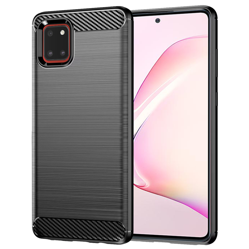Калъф за Samsung Galaxy Note 10 Lite - Techsuit Carbon Silicone - Черен