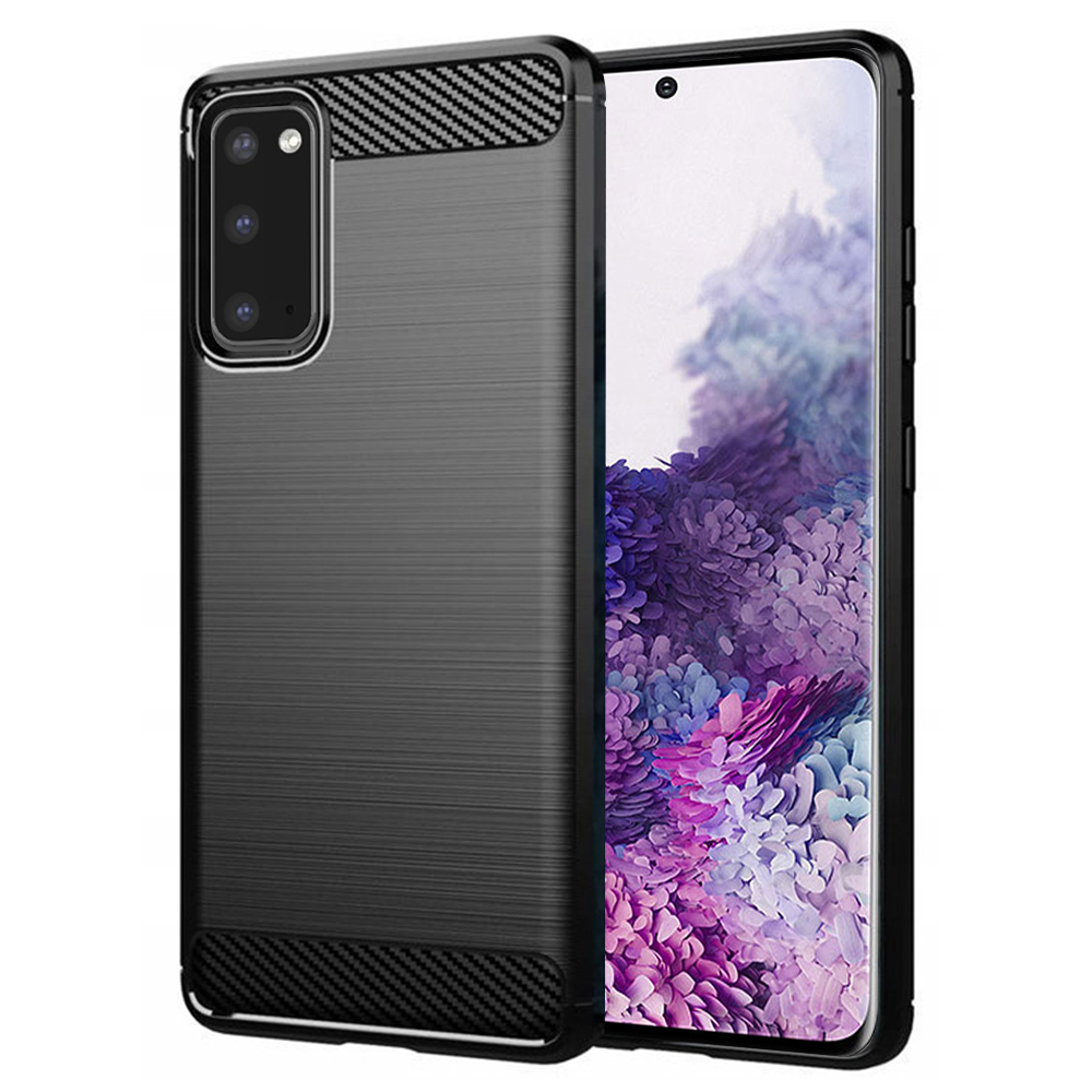 Калъф за Samsung Galaxy S20 4G / S20 5G - Techsuit Carbon Silicone - Черен