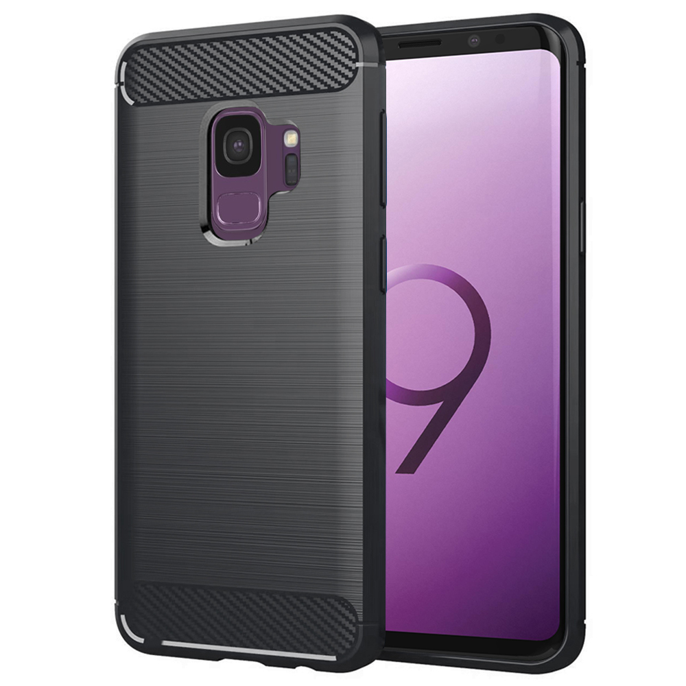 Калъф за Samsung Galaxy S9 - Techsuit Carbon Silicone - Черен