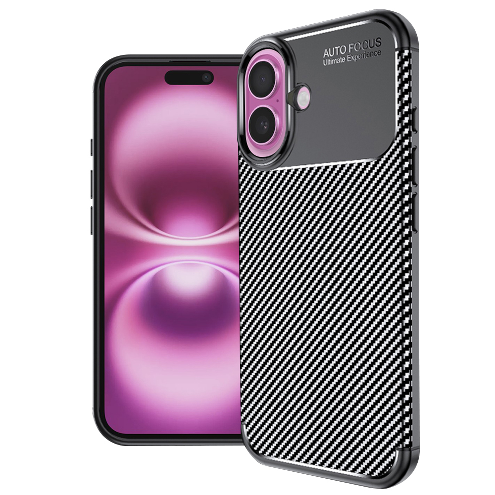 Калъф за iPhone 16 Plus - Techsuit CarbonFiber - Черен