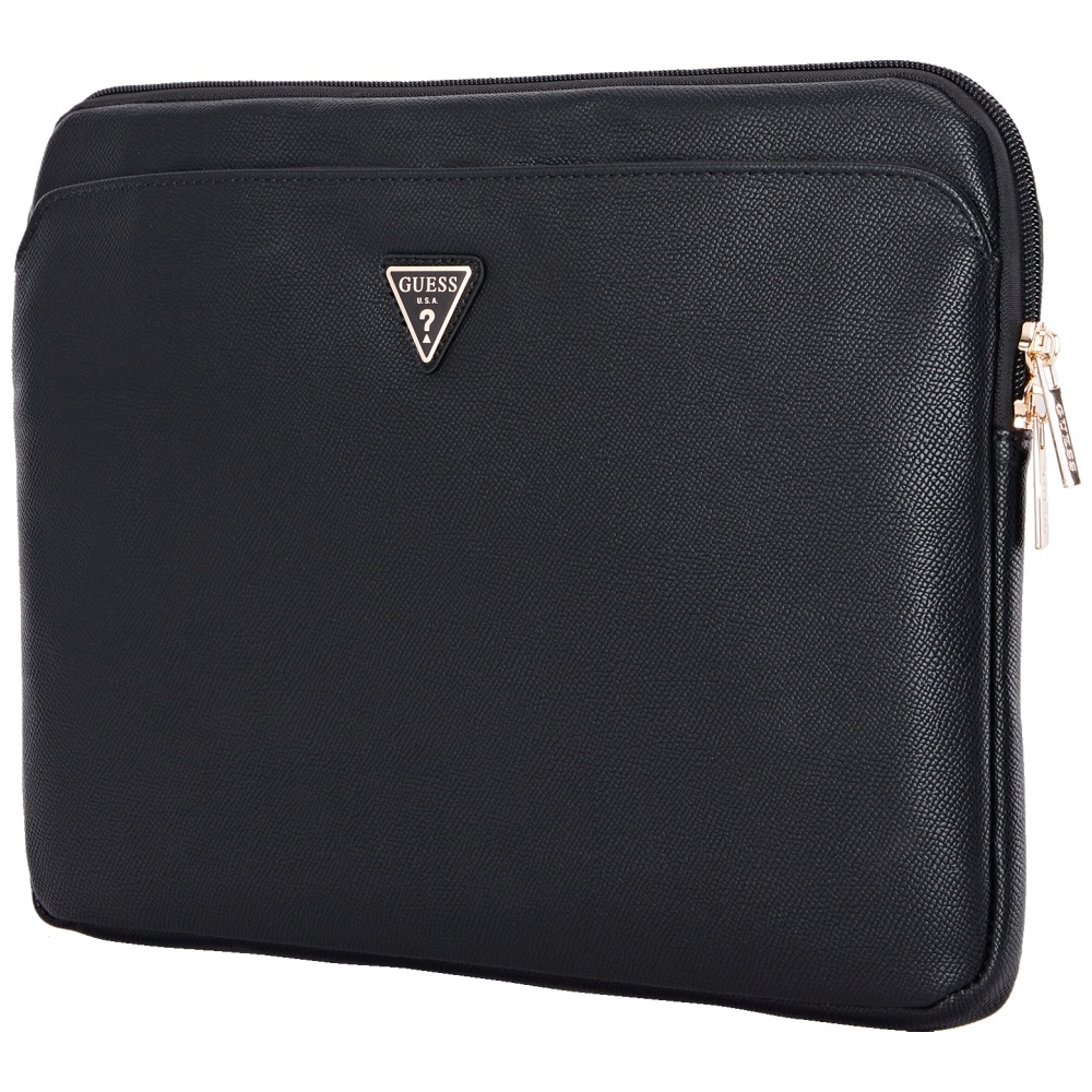 14" калъф за лаптоп с цип - лого на Guess Grained Triangle (GUCS14ZPGPGTSPSK) - Черен