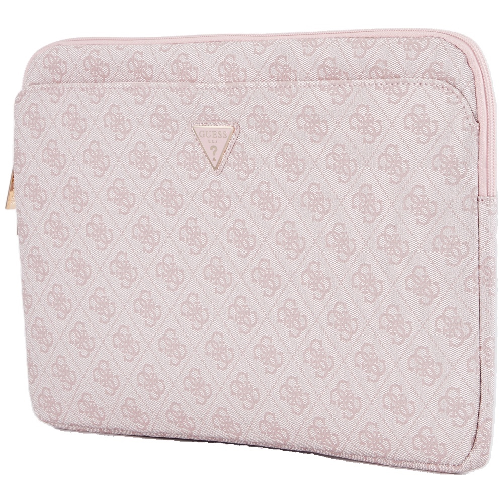 Калъф за лаптоп 14" с цип - лого на Guess 4G триъгълник (GUCS14ZP4DPTP) - Розов
