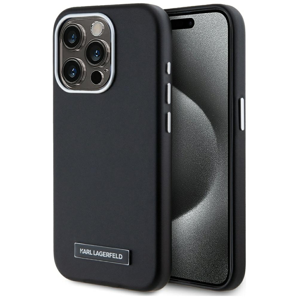 IPhone 15 Pro Case - Karl Lagerfeld Leather MagSafe (KLHMP15LPGMSRPK) - FW Metal Plate