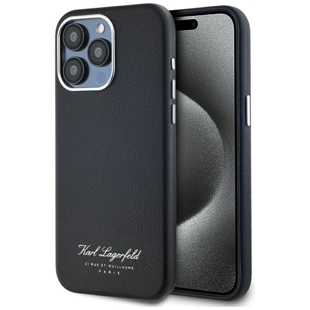 Калъф за IPhone 15 Pro - Karl Lagerfeld Hardcase Leather (KLHCHCP15LPGWCMKKHK) - Hotel RSG