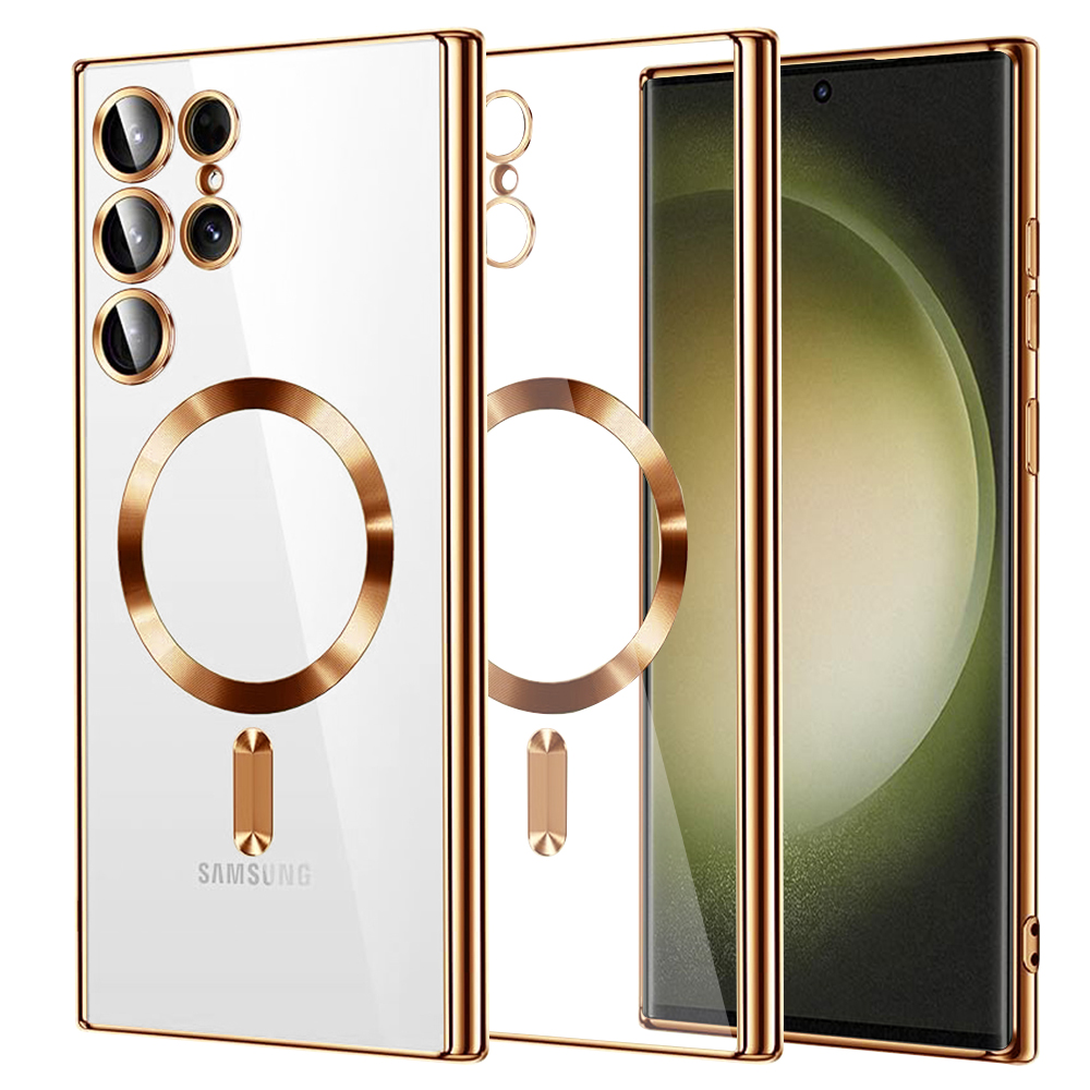 Калъф за Samsung Galaxy S23 Ultra - Techsuit Luxury Crystal MagSafe - Златен