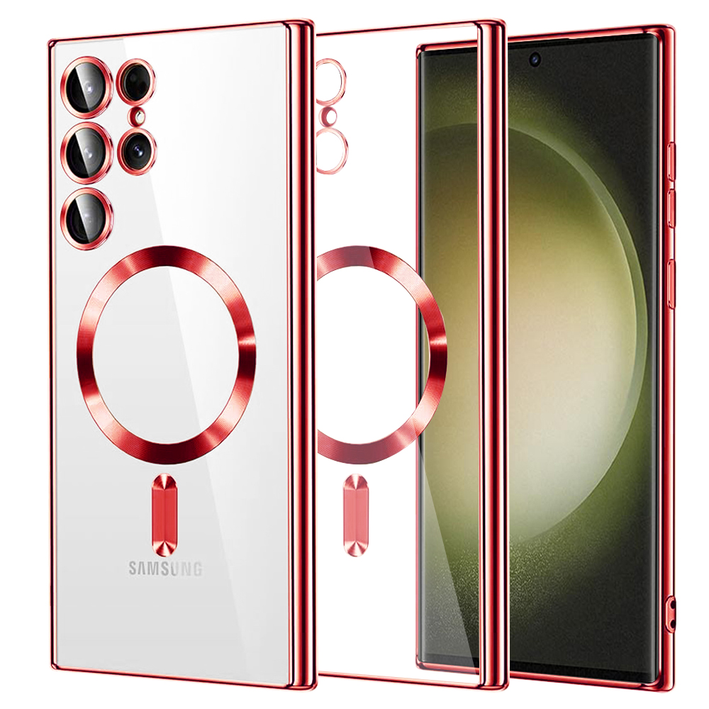 Калъф за Samsung Galaxy S23 Ultra - Techsuit Luxury Crystal MagSafe - Червен