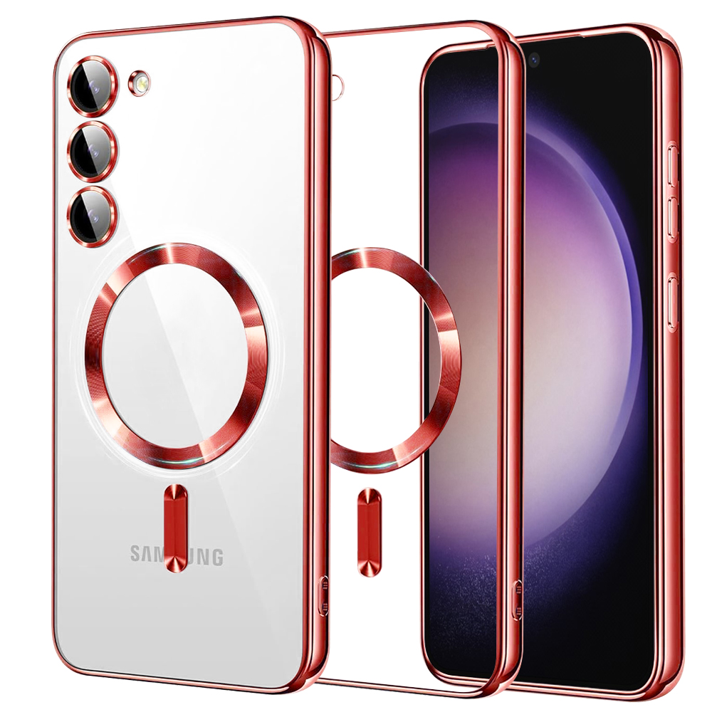 Калъф за Samsung Galaxy S23 - Techsuit Luxury Crystal MagSafe - Червен