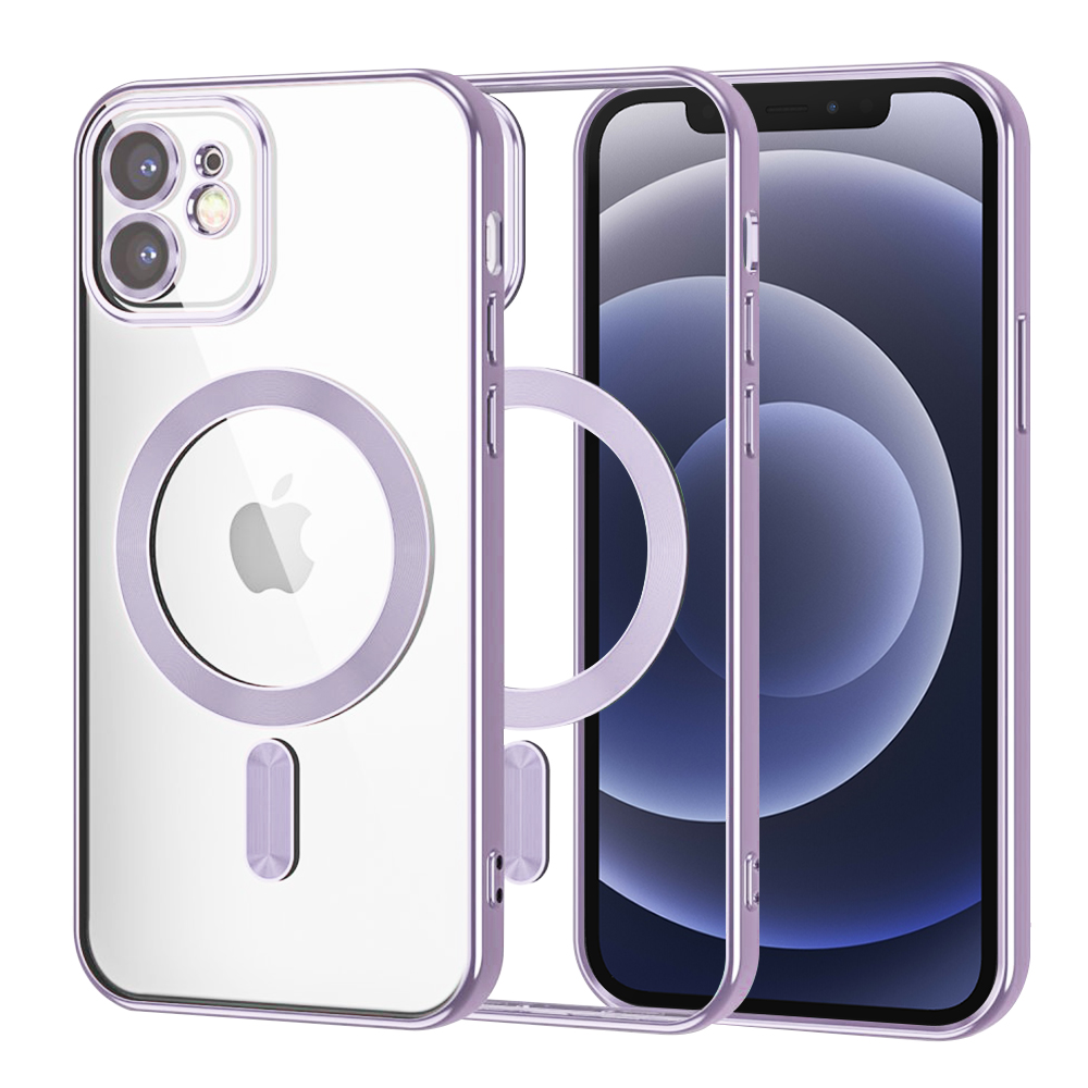 Калъф за iPhone 12 - Techsuit Luxury Crystal MagSafe - Светло лилав