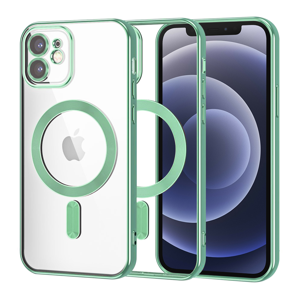 Калъф за iPhone 12 - Techsuit Luxury Crystal MagSafe - светло зелен