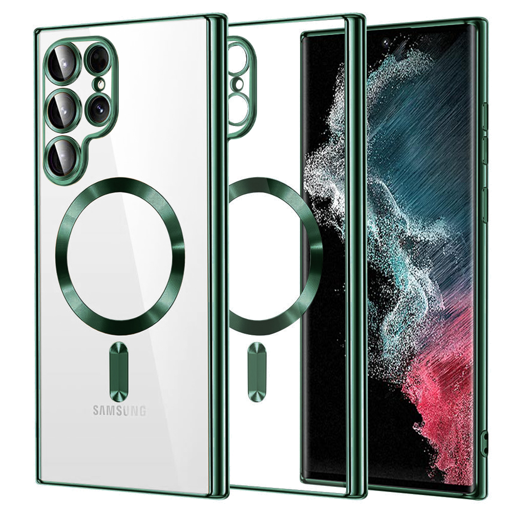 Калъф за Samsung Galaxy S22 Ultra 5G - Techsuit Luxury Crystal MagSafe - Deep Зелен