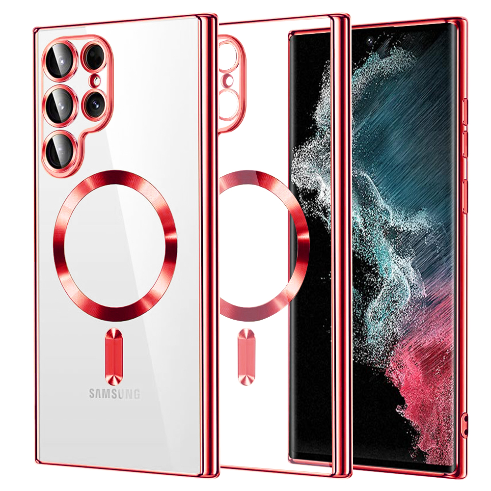 Калъф за Samsung Galaxy Galaxy S22 Ultra 5G - Techsuit Luxury Crystal MagSafe - Червен