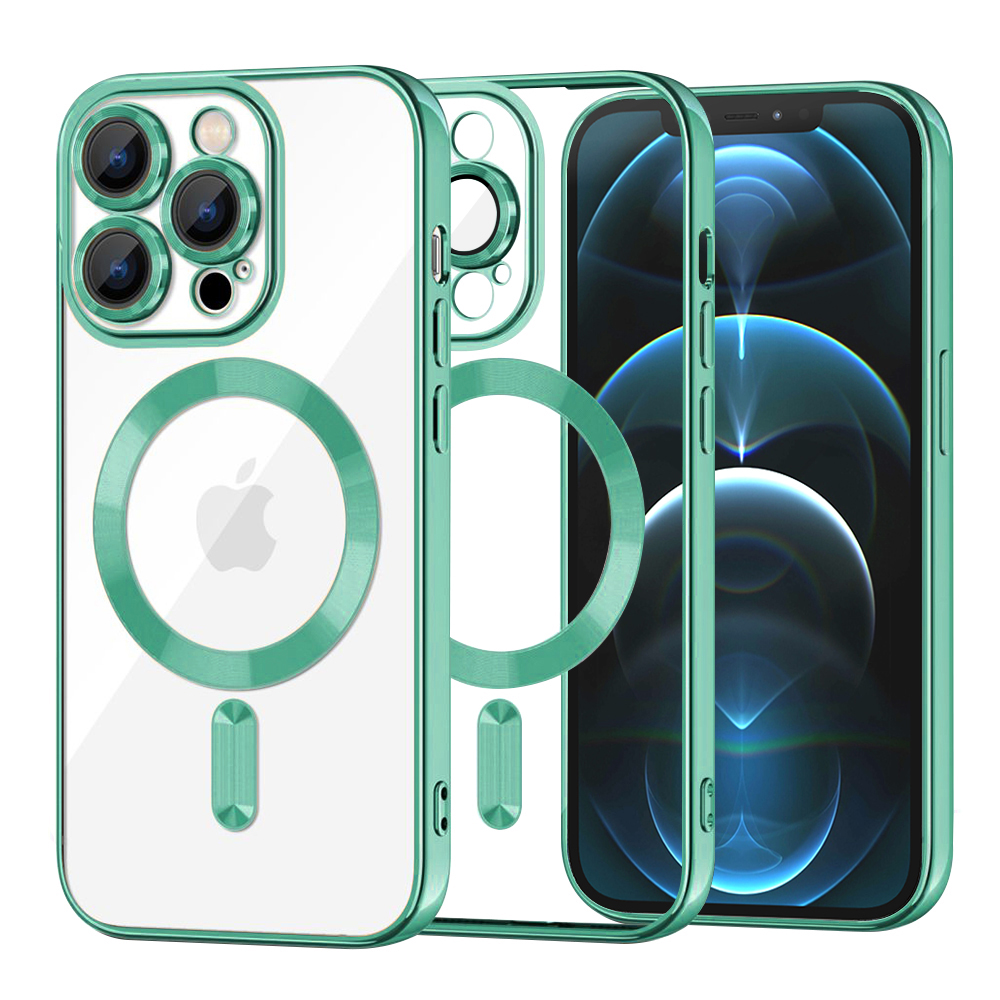 Калъф за iPhone 12 Pro Max - Techsuit Luxury Crystal MagSafe - Светлозелен