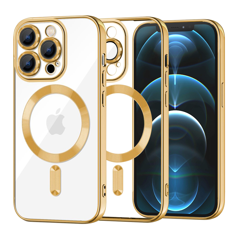 Калъф за iPhone 12 Pro Max - Techsuit Luxury Crystal MagSafe - златен