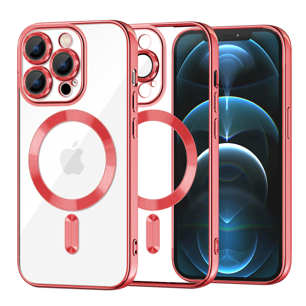 Калъф за iPhone 12 Pro Max - Techsuit Luxury Crystal MagSafe - Червен