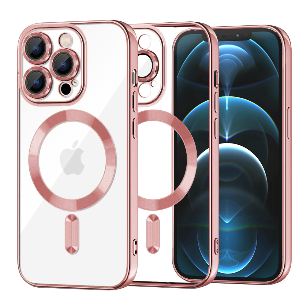 Калъф за iPhone 12 Pro Max - Techsuit Luxury Crystal MagSafe - Розов