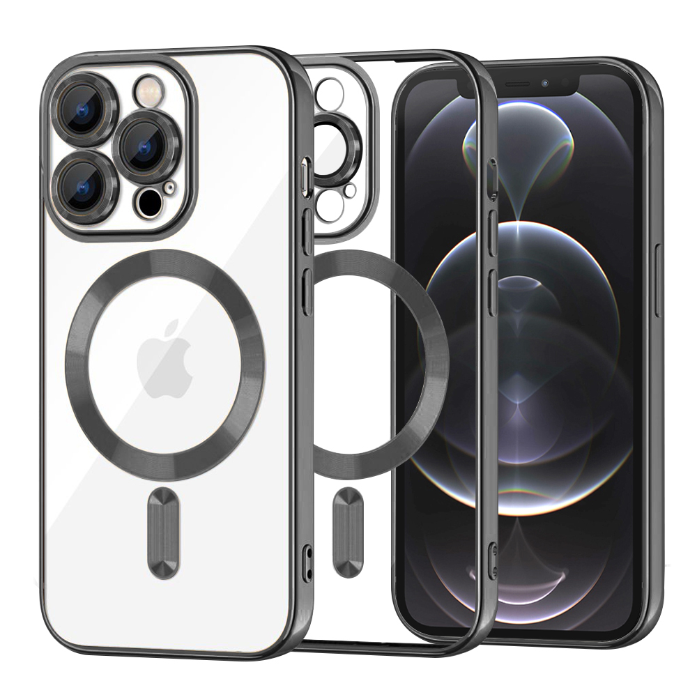 Калъф за iPhone 12 Pro - Techsuit Luxury Crystal MagSafe - Черен