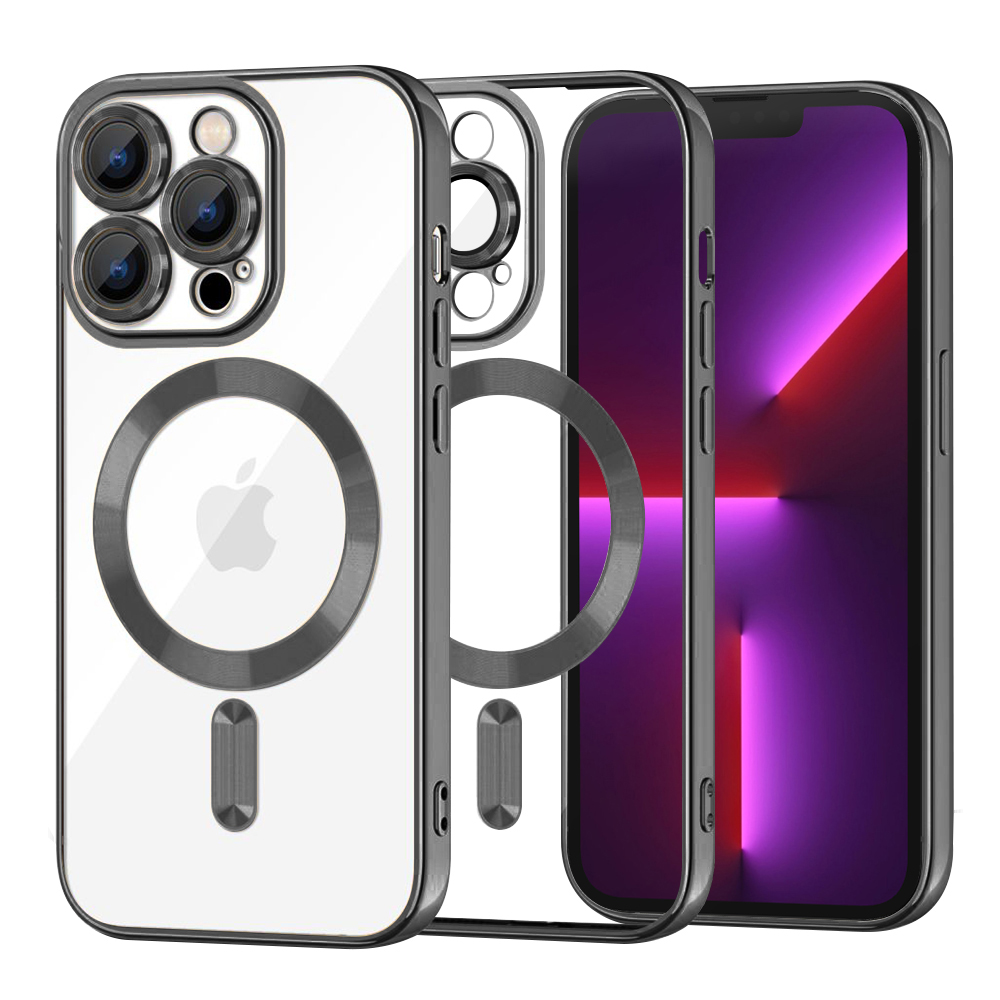 Калъф за iPhone 13 Pro - Techsuit Luxury Crystal MagSafe - Черен