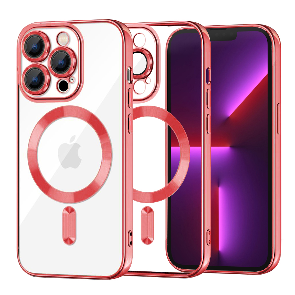 Калъф за iPhone 13 Pro - Techsuit Luxury Crystal MagSafe - Червен
