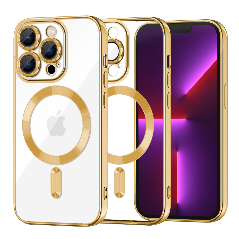 Калъф за iPhone 13 Pro - Techsuit Luxury Crystal MagSafe - златен