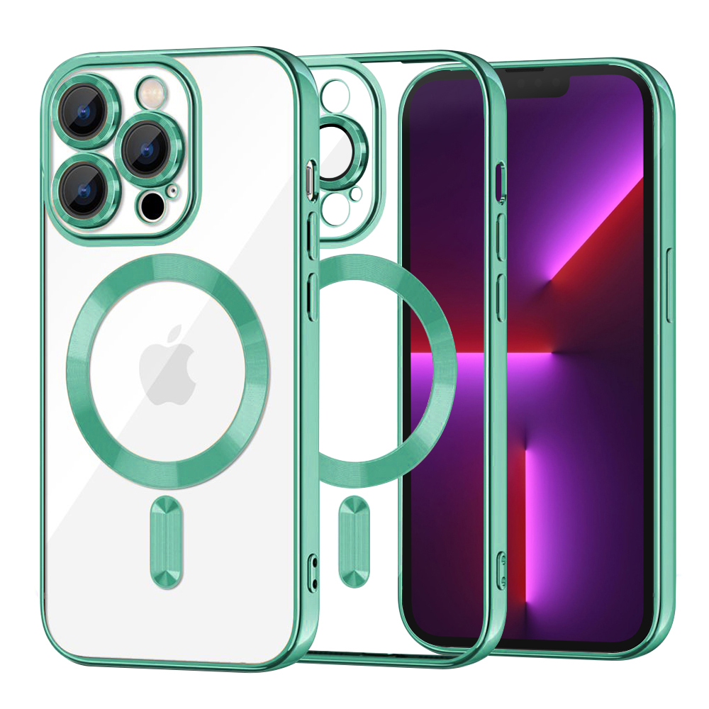 Калъф за iPhone 13 Pro - Techsuit Luxury Crystal MagSafe - Светлозелен