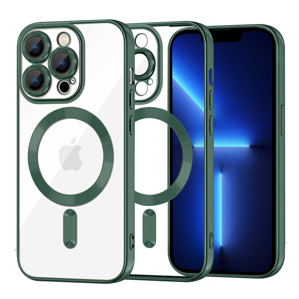 Калъф за iPhone 13 Pro Max - Techsuit Luxury Crystal MagSafe - Deep Зелен