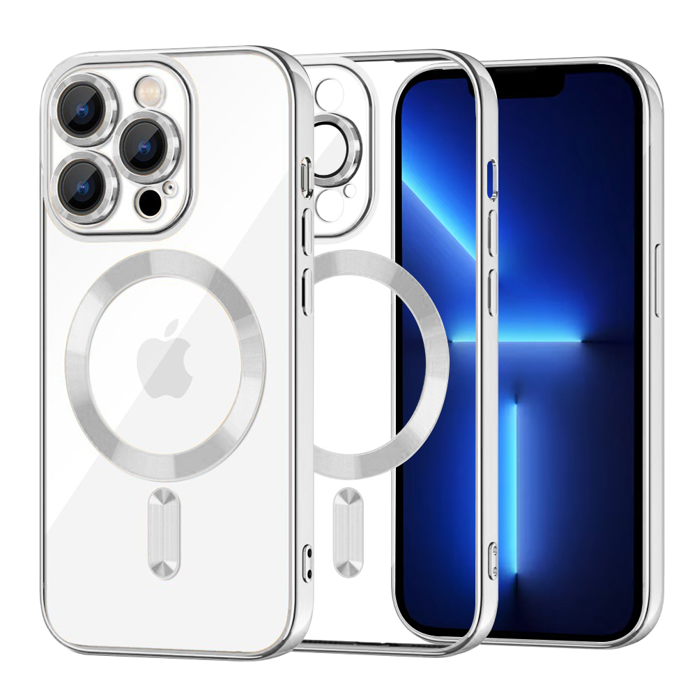 Калъф за iPhone 13 Pro Max - Techsuit Luxury Crystal MagSafe - Сребрист