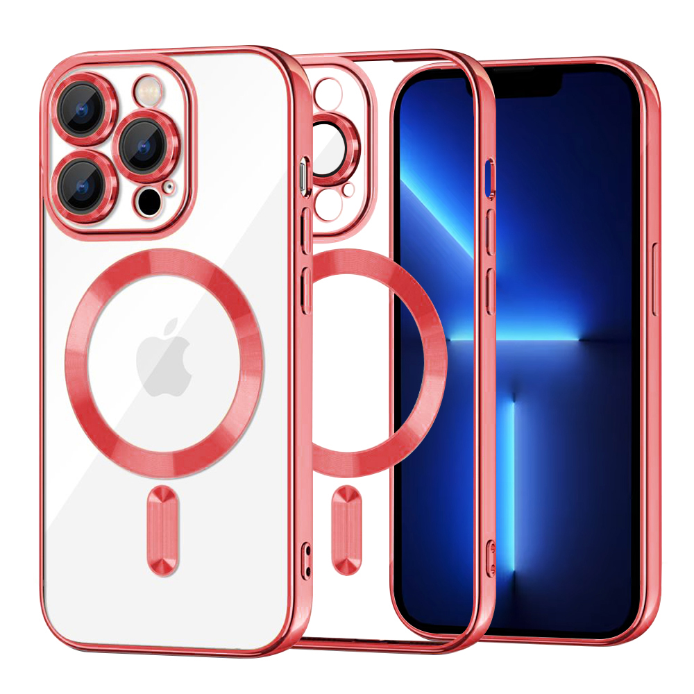 Калъф за iPhone 13 Pro Max - Techsuit Luxury Crystal MagSafe - Червен