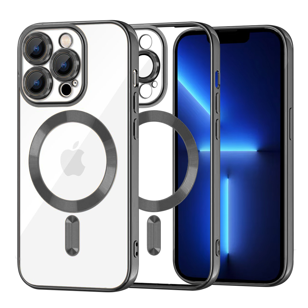 Калъф за iPhone 13 Pro Max - Techsuit Luxury Crystal MagSafe - Черен
