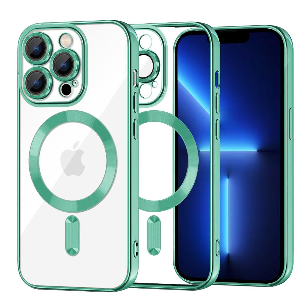 Калъф за iPhone 13 Pro Max - Techsuit Luxury Crystal MagSafe - Светлозелен