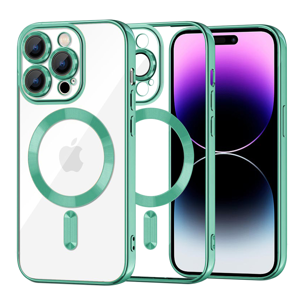 Калъф за iPhone 14 Pro Max - Techsuit Luxury Crystal MagSafe - Светлозелен