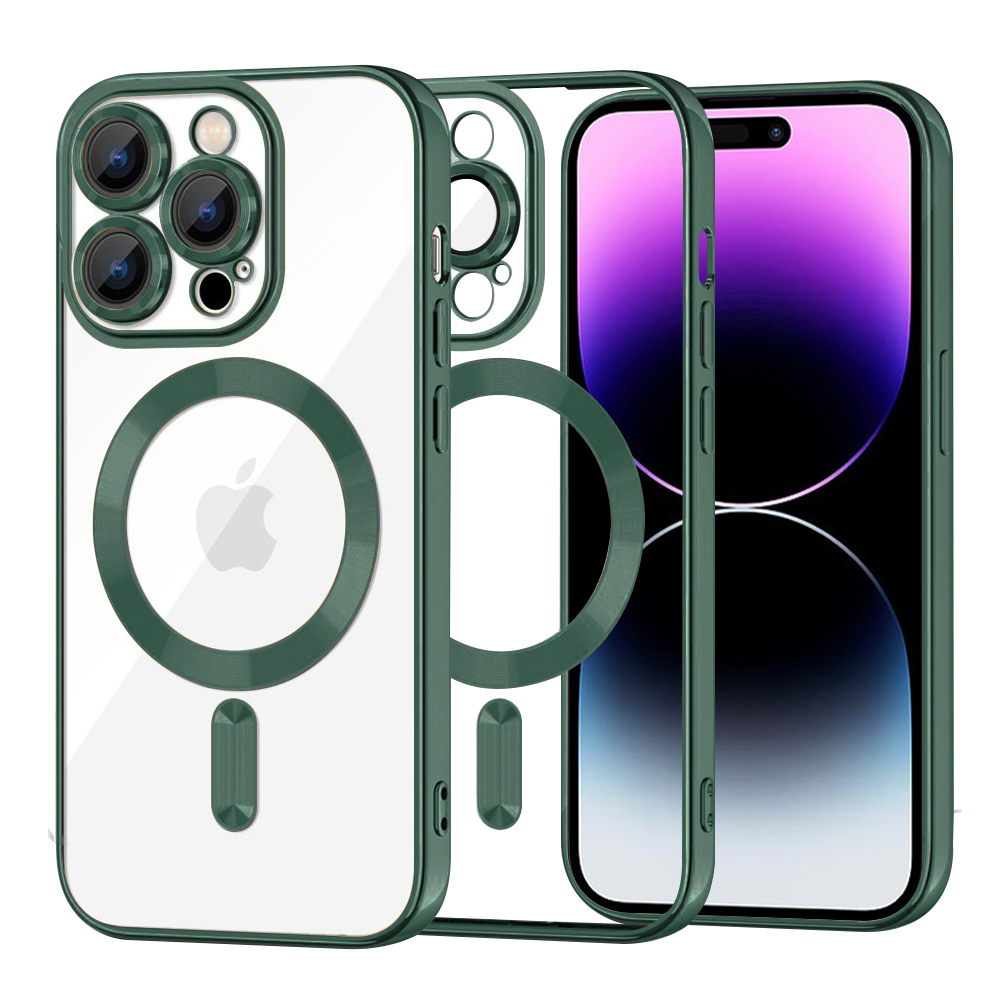 Калъф за iPhone 14 Pro Max - Techsuit Luxury Crystal MagSafe - Deep Зелен