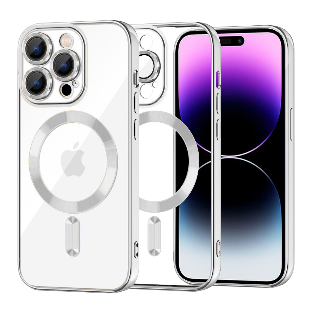 Калъф за iPhone 14 Pro Max - Techsuit Luxury Crystal MagSafe - Сребрист