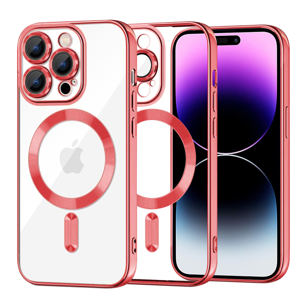 Калъф за iPhone 14 Pro Max - Techsuit Luxury Crystal MagSafe - Червен