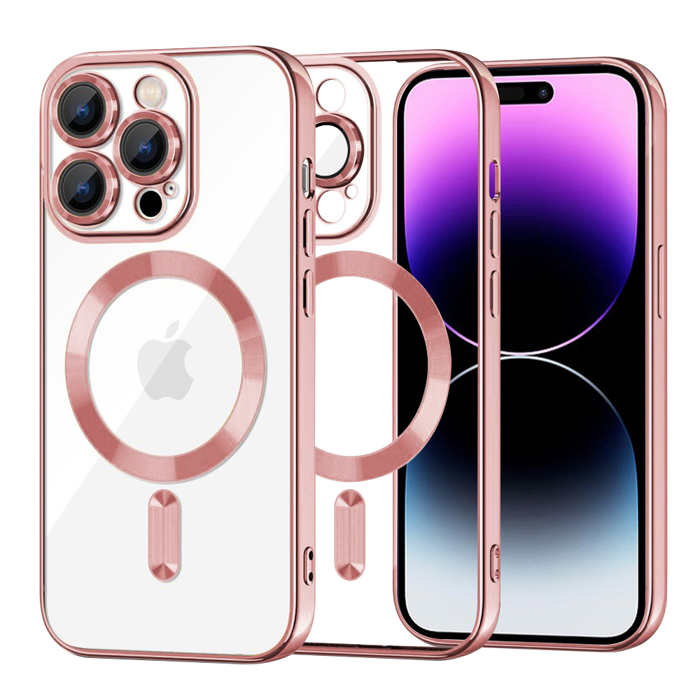 Калъф за iPhone 14 Pro Max - Techsuit Luxury Crystal MagSafe - Розов