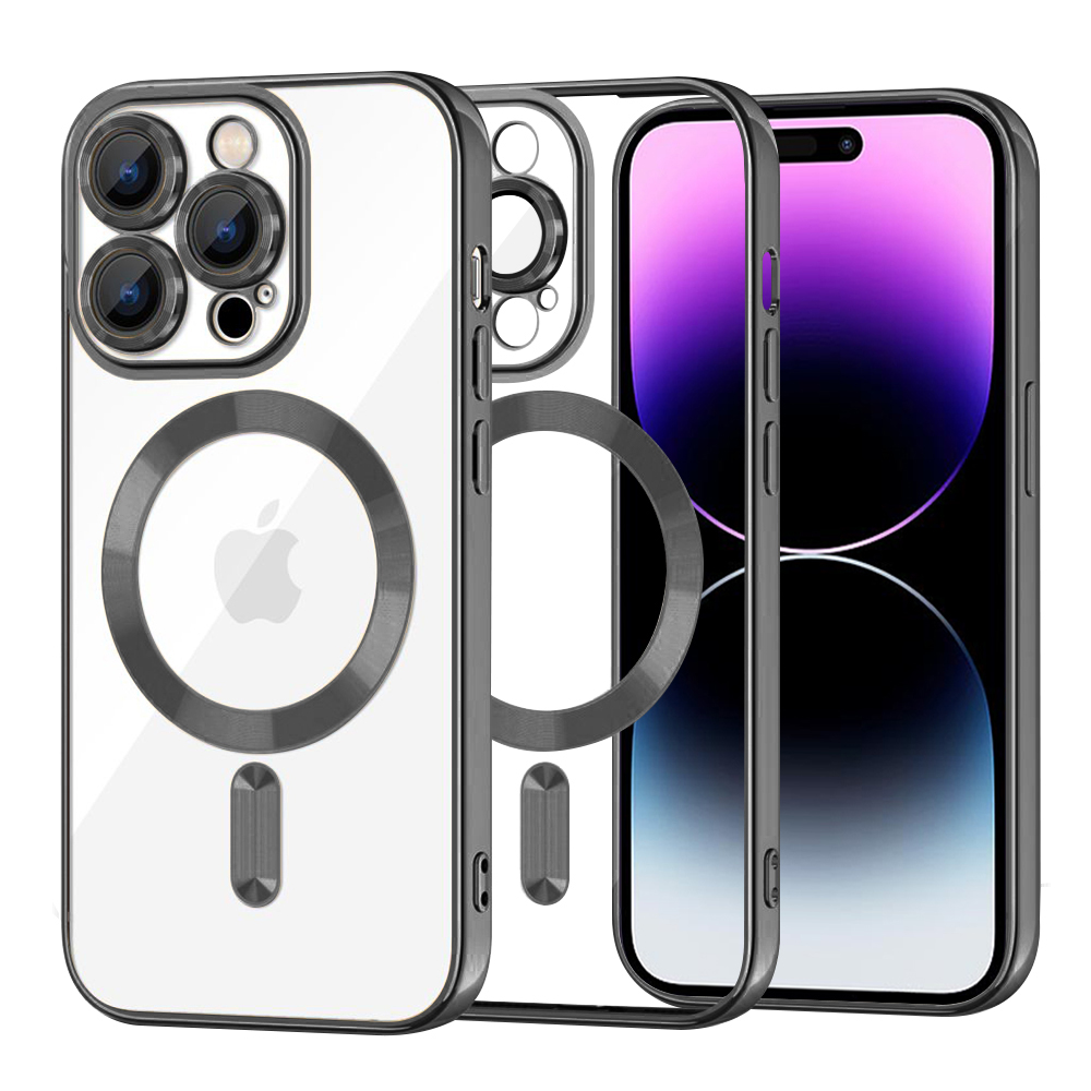 Калъф за iPhone 14 Pro Max - Techsuit Luxury Crystal MagSafe - Черен