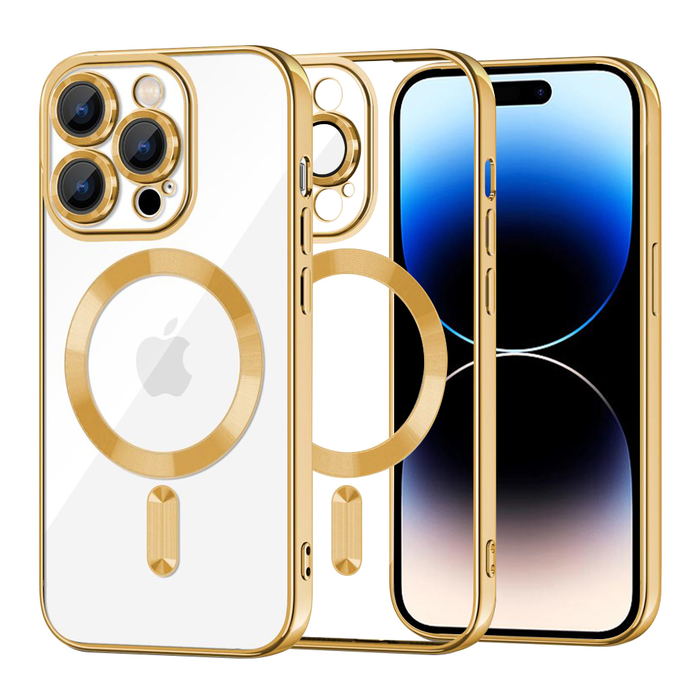 Калъф за iPhone 14 Pro - Techsuit Luxury Crystal MagSafe - златен