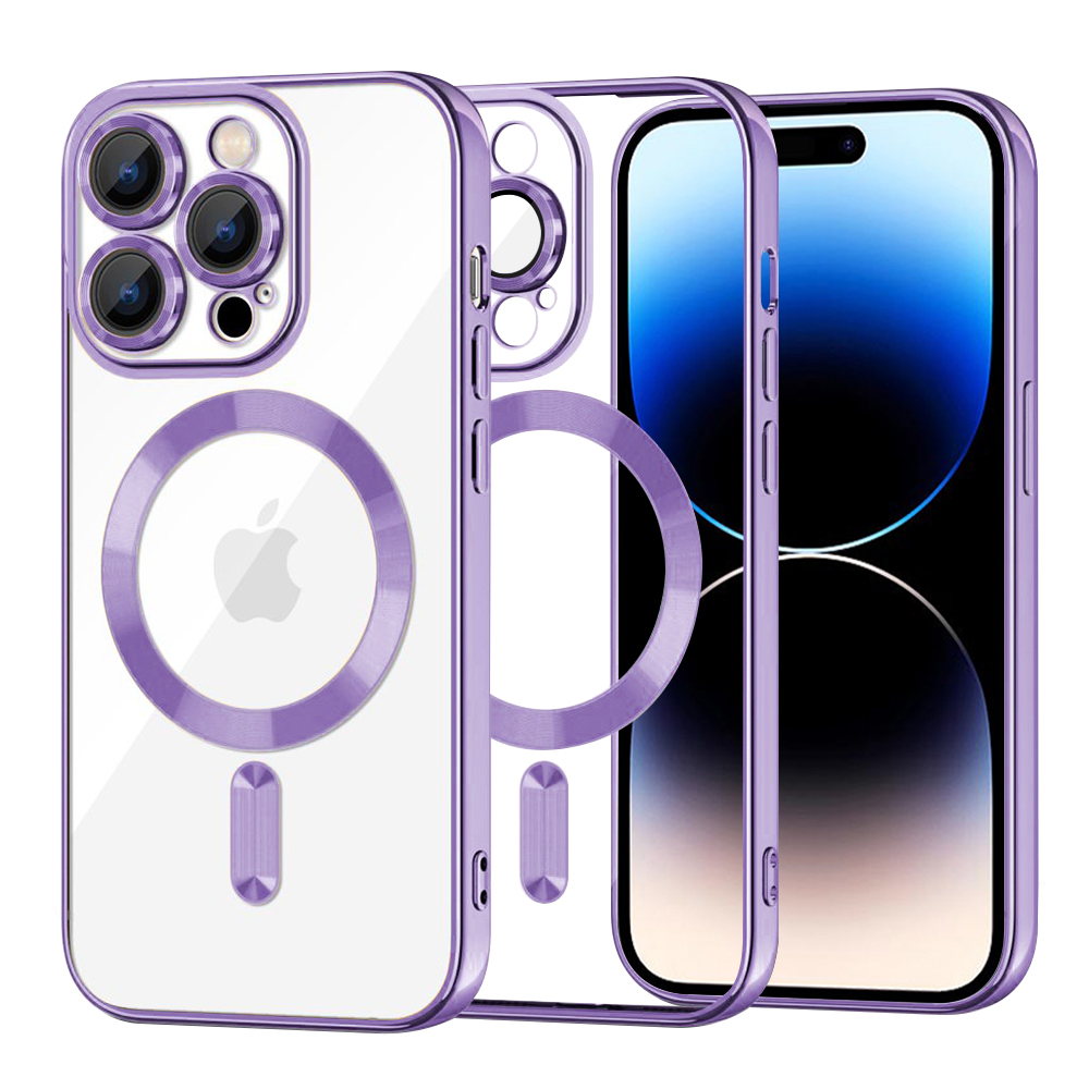 Калъф за iPhone 14 Pro - Techsuit Luxury Crystal MagSafe - Светло лилав