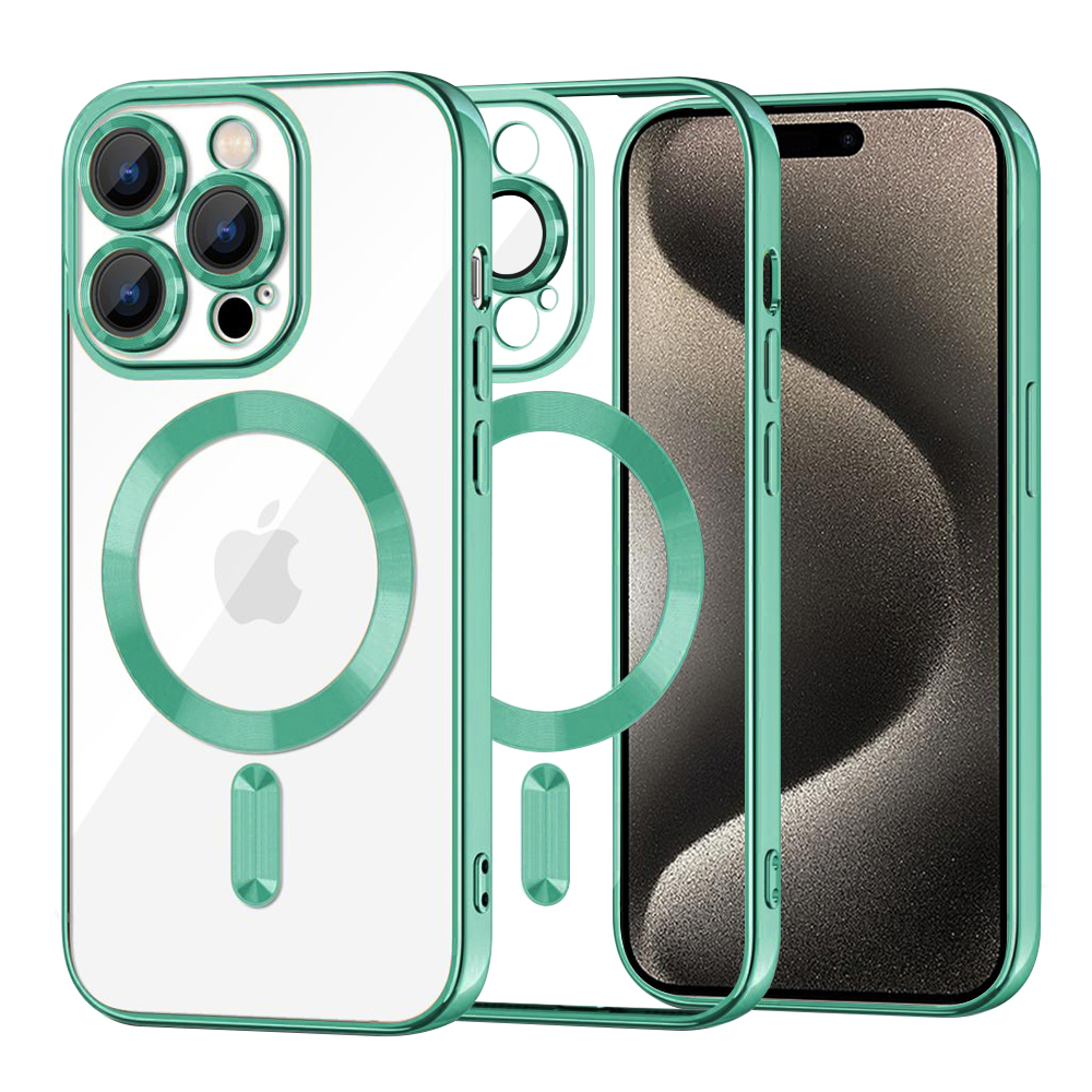 Калъф за iPhone 15 Pro Max - Techsuit Luxury Crystal MagSafe - светло зелен