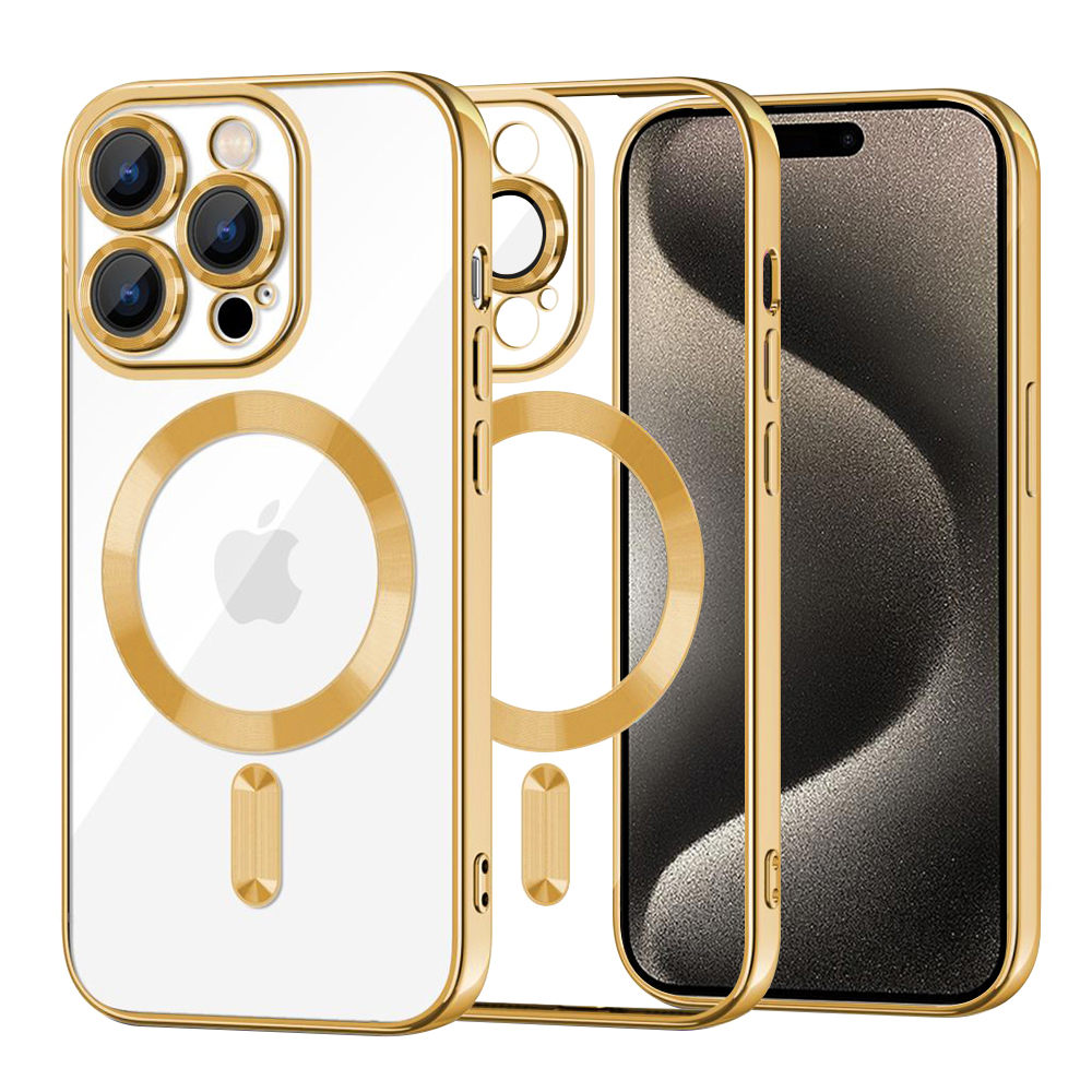 Калъф за iPhone 15 Pro Max - Techsuit Luxury Crystal MagSafe - златен