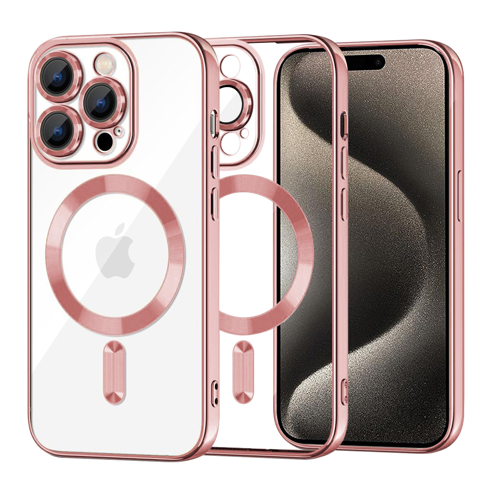 Калъф за iPhone 15 Pro Max - Techsuit Luxury Crystal MagSafe - Розов
