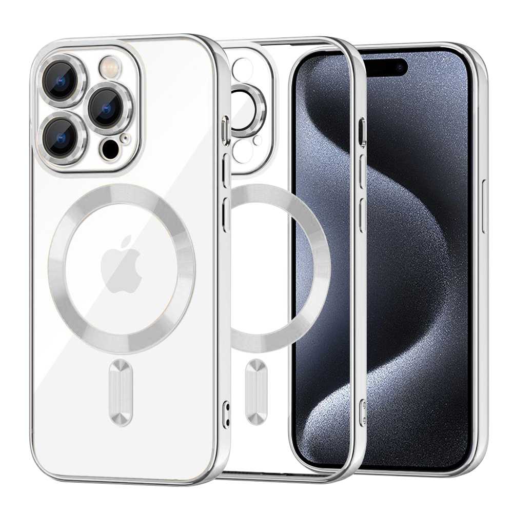 Калъф за iPhone 15 Pro - Techsuit Luxury Crystal MagSafe - Сребрист