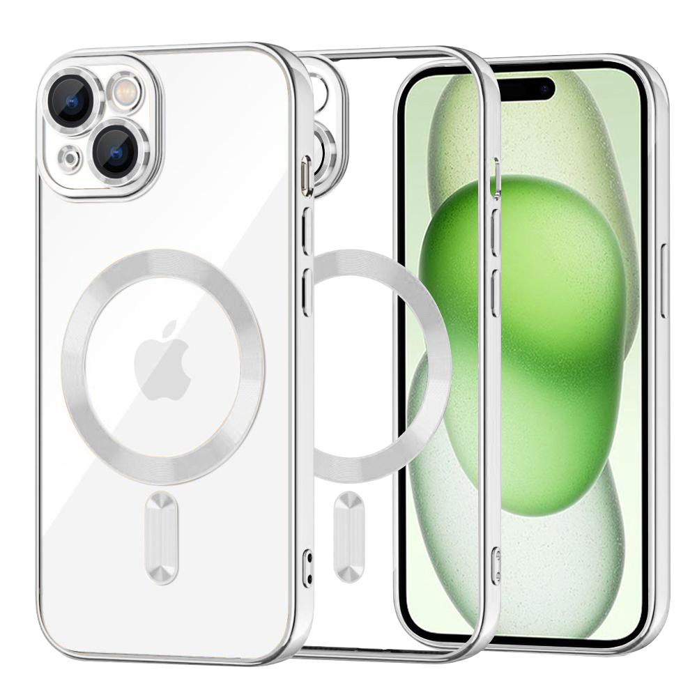 Калъф за iPhone 15 Plus - Techsuit Luxury Crystal MagSafe - Сребрист