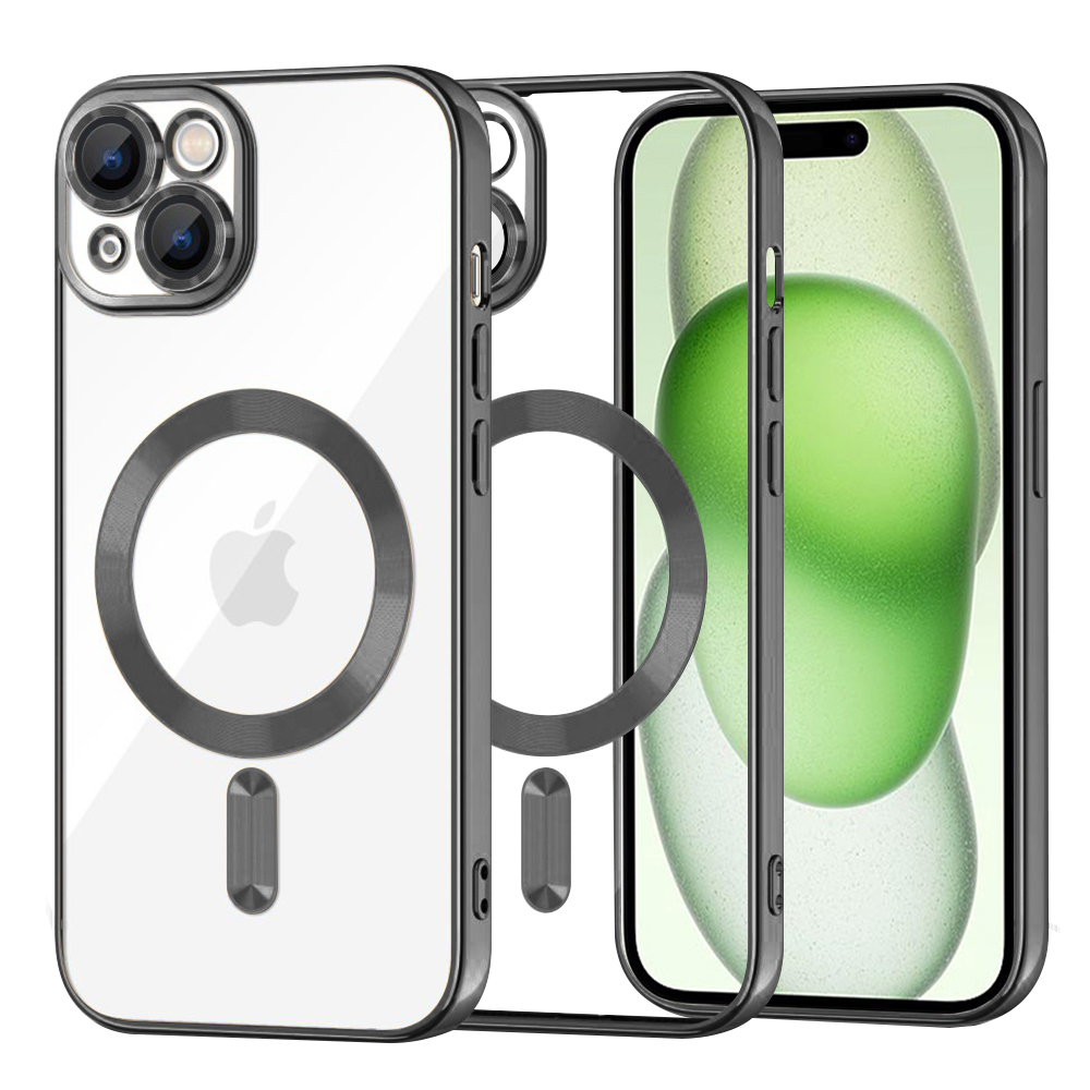 Калъф за iPhone 15 Plus - Techsuit Luxury Crystal MagSafe - Черен